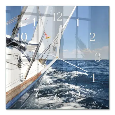 Moderne wandklok glas vierkant Jacht
