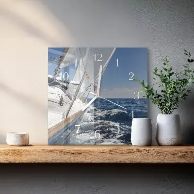 Moderne wandklok glas vierkant Jacht
