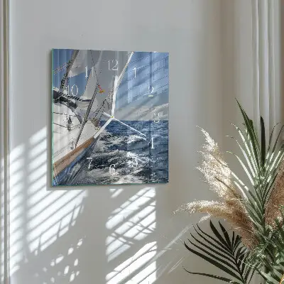 Moderne wandklok glas vierkant Jacht