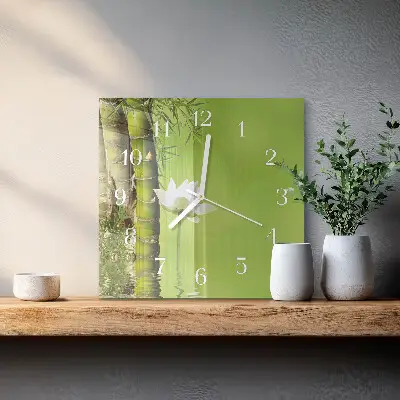 Vierkante glas klok Bamboe