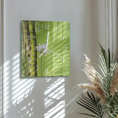 Vierkante glas klok Bamboe