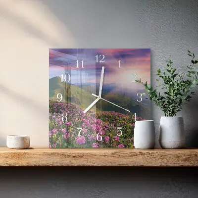 Vierkante glazen wandklok Landschap