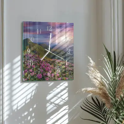 Vierkante glazen wandklok Landschap
