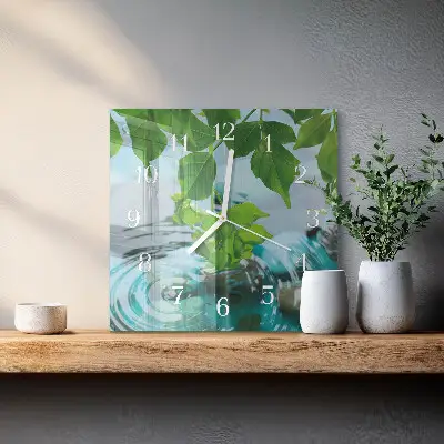 Decoratieve glazen klok vierkant Bladeren