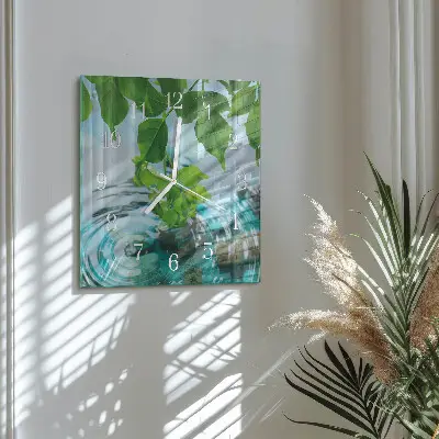 Decoratieve glazen klok vierkant Bladeren