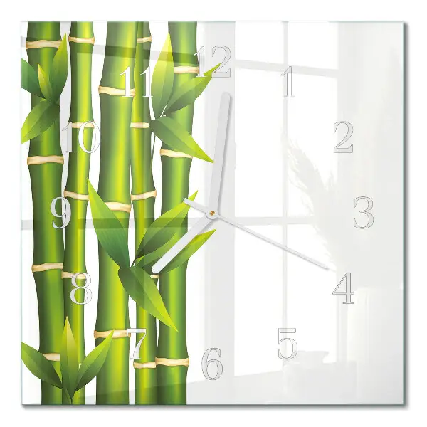 Moderne wandklok glas vierkant Bamboe