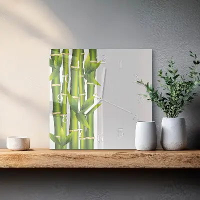 Moderne wandklok glas vierkant Bamboe
