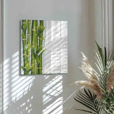 Moderne wandklok glas vierkant Bamboe