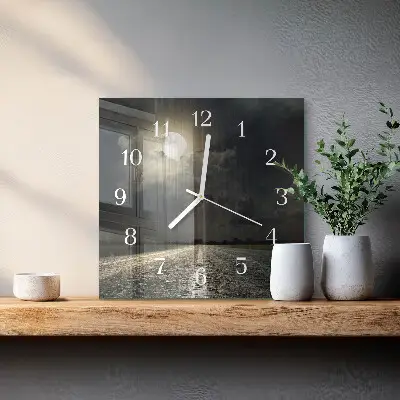 Vierkante glas klok Maanpad