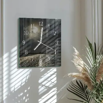 Vierkante glas klok Maanpad