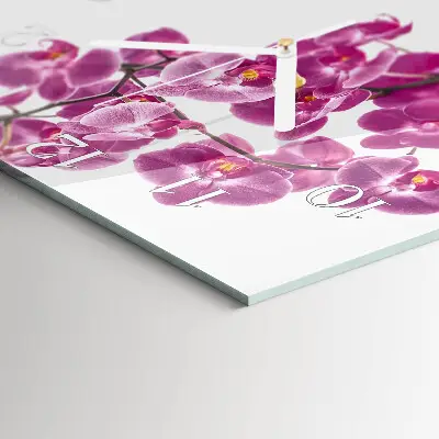 Moderne wandklok glas vierkant Orchidee