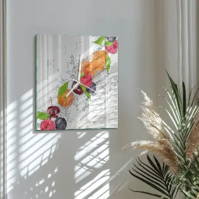 Vierkante glazen wandklok Fruit
