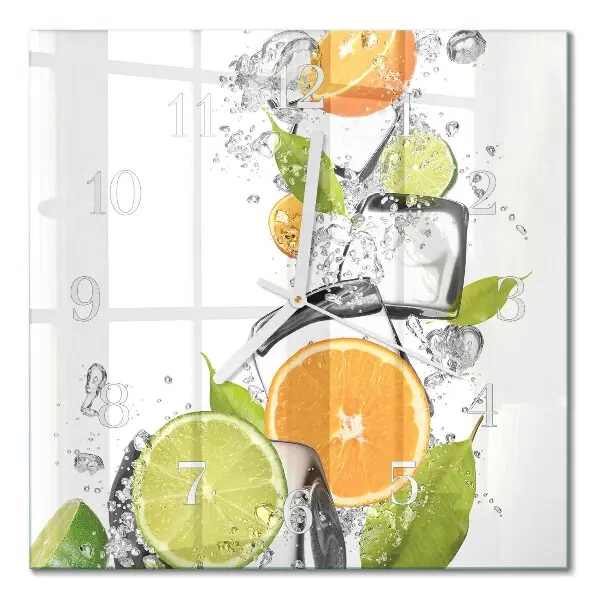 Decoratieve glazen klok vierkant Citrusvruchten