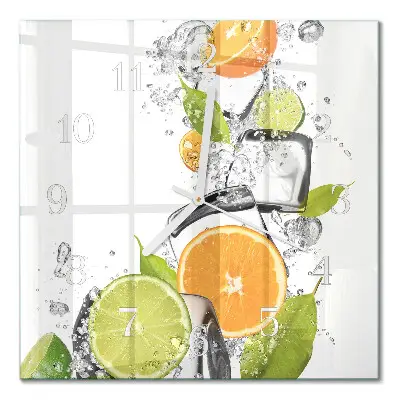 Decoratieve glazen klok vierkant Citrusvruchten