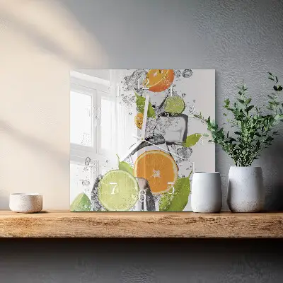 Decoratieve glazen klok vierkant Citrusvruchten