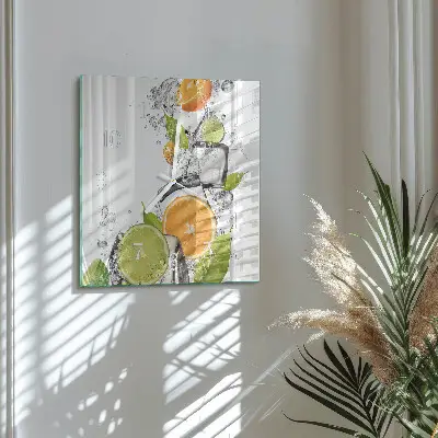 Decoratieve glazen klok vierkant Citrusvruchten