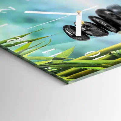 Vierkante glazen wandklok Stenen