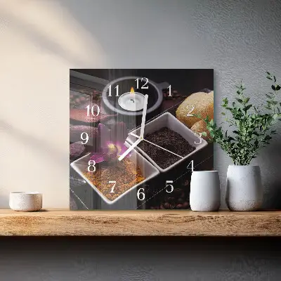 Vierkante glazen klok Orchidee