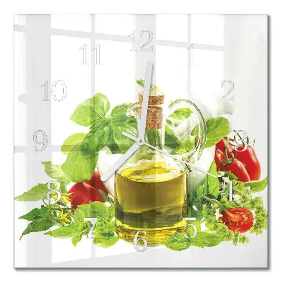 Moderne wandklok glas vierkant Basilicumolie