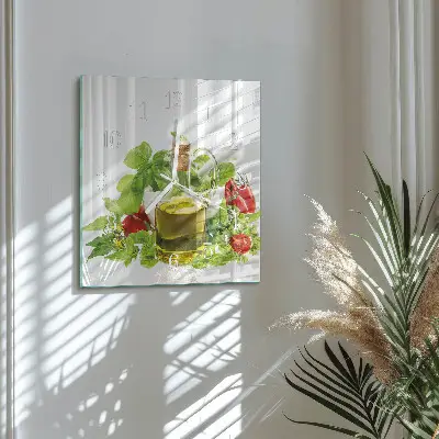 Moderne wandklok glas vierkant Basilicumolie