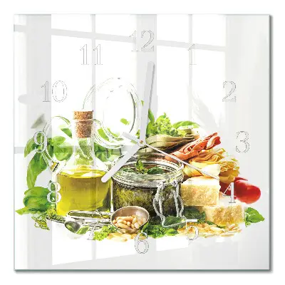 Vierkante glas klok Pasta met olijfolie