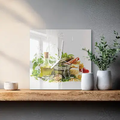 Vierkante glas klok Pasta met olijfolie
