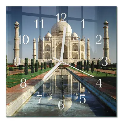 Vierkante glazen wandklok Taj mahal
