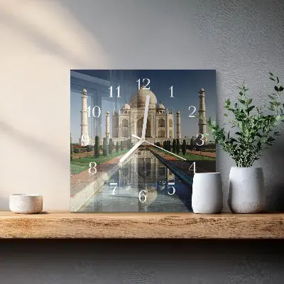 Vierkante glazen wandklok Taj mahal