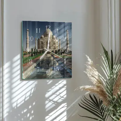 Vierkante glazen wandklok Taj mahal