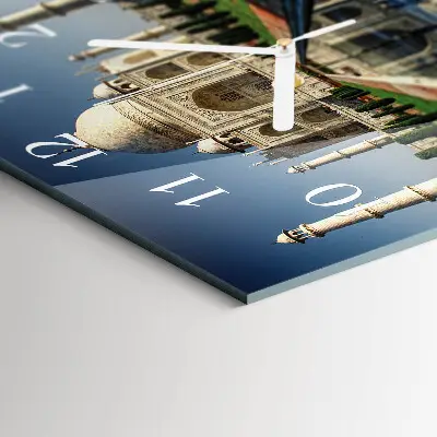 Vierkante glazen wandklok Taj mahal