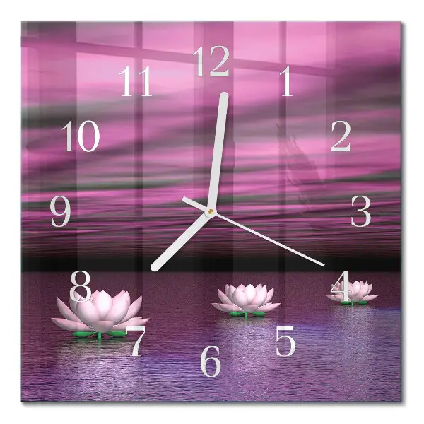Decoratieve glazen klok vierkant Waterlelies