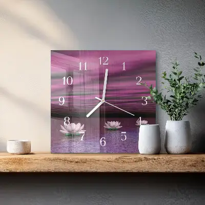 Decoratieve glazen klok vierkant Waterlelies