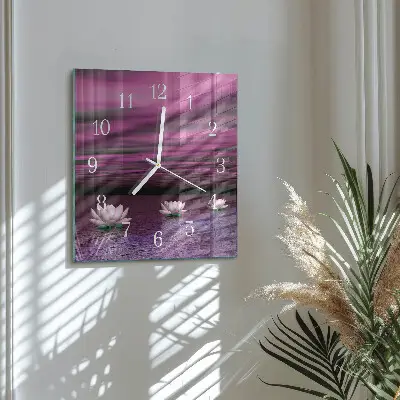 Decoratieve glazen klok vierkant Waterlelies