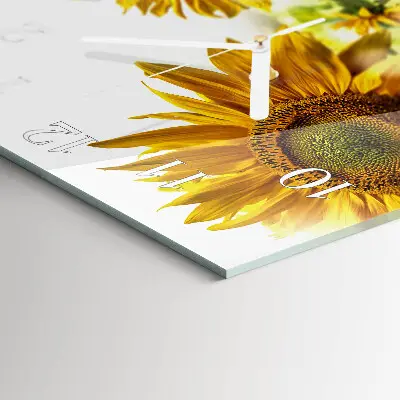 Vierkante glas klok Zonnebloem