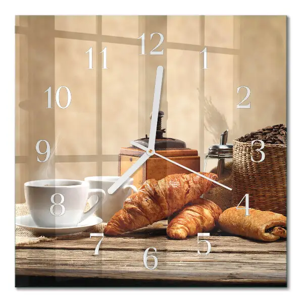 Decoratieve glazen klok vierkant Croissants