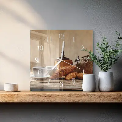 Decoratieve glazen klok vierkant Croissants
