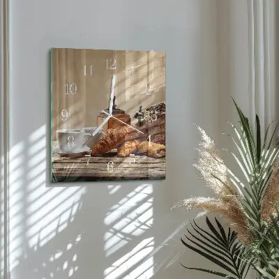 Decoratieve glazen klok vierkant Croissants