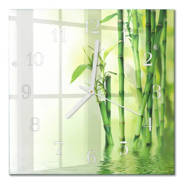 Moderne wandklok glas vierkant Bamboe