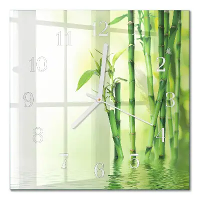 Moderne wandklok glas vierkant Bamboe