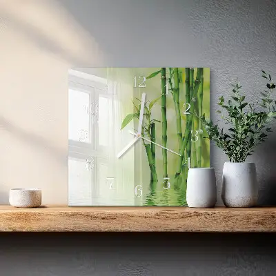 Moderne wandklok glas vierkant Bamboe