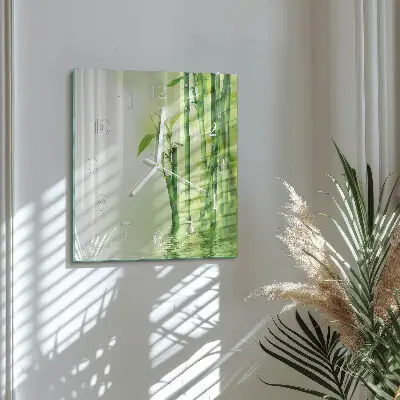 Moderne wandklok glas vierkant Bamboe