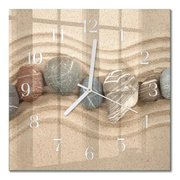 Moderne wandklok glas vierkant Stenen en zand