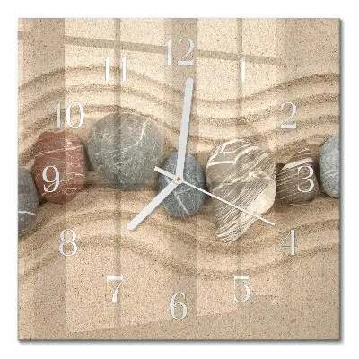 Moderne wandklok glas vierkant Stenen en zand