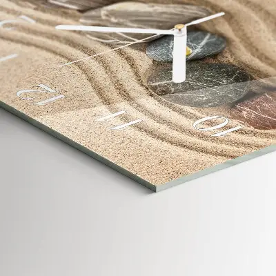 Moderne wandklok glas vierkant Stenen en zand