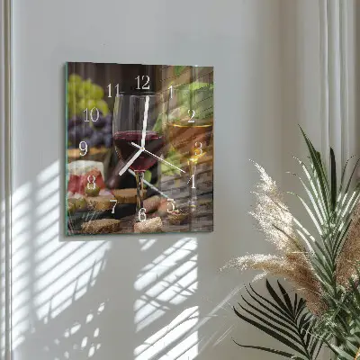 Vierkante glazen wandklok Glazen wijn
