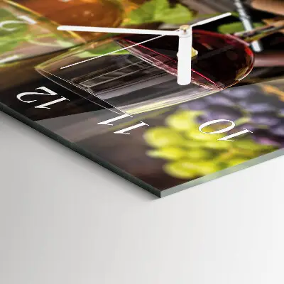 Vierkante glazen wandklok Glazen wijn