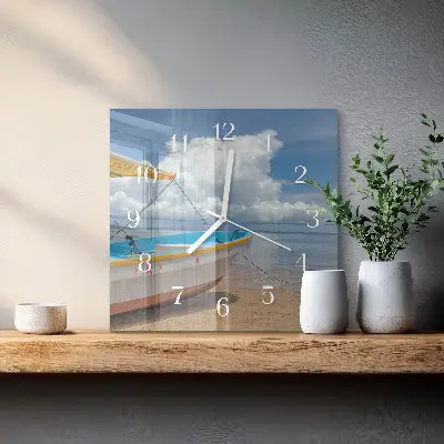 Moderne wandklok glas vierkant Łódź