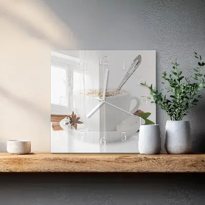 Vierkante glas klok Een kopje anijs