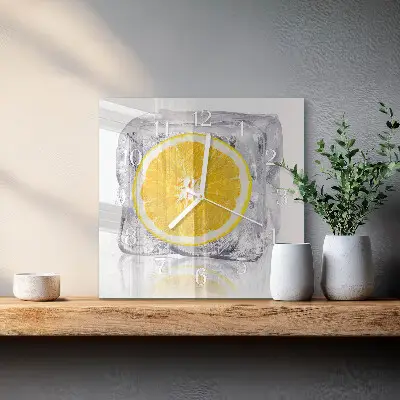 Vierkante glazen wandklok Sinaasappelijs