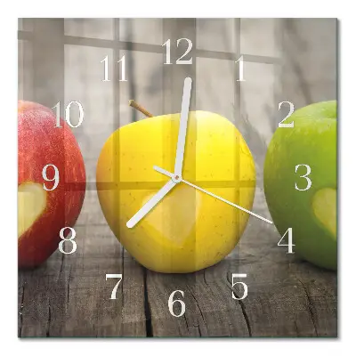 Decoratieve glazen klok vierkant Appels